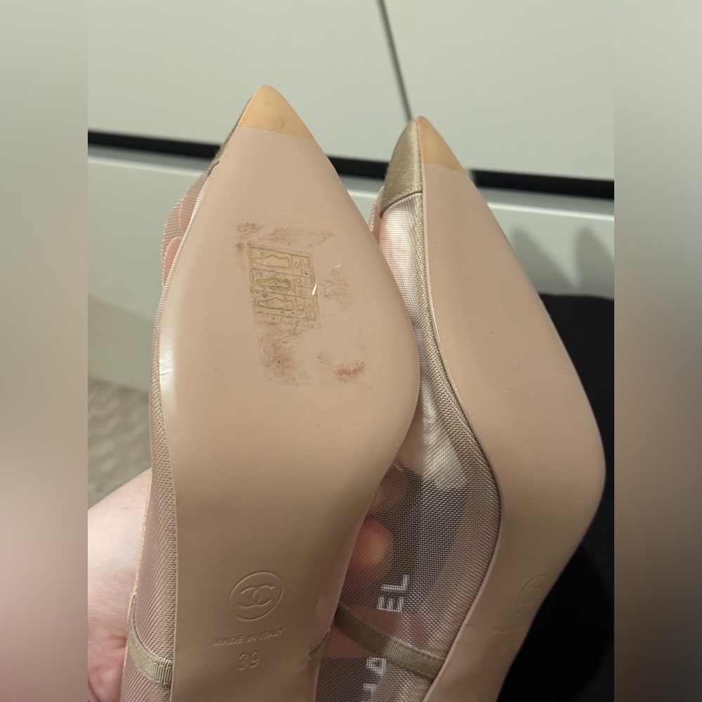 Chanel BNIB camelia mesh sheer pump heels logo size 39 - Picture 12 of 14